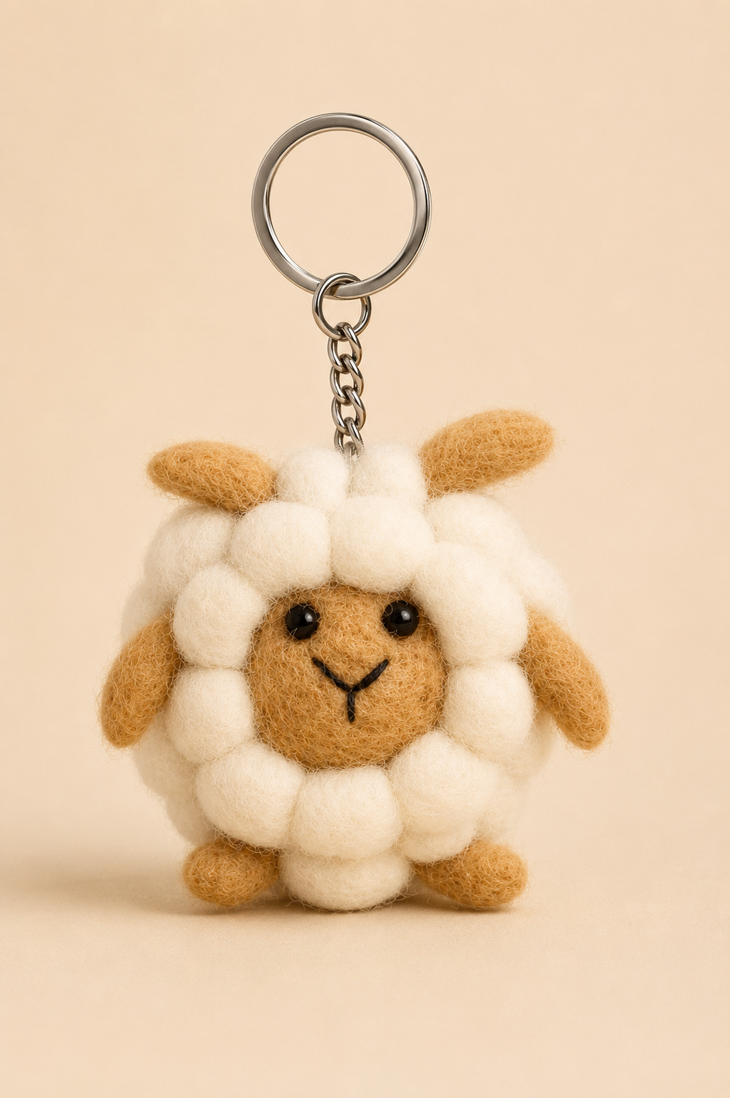 Nepalese Handmade Felt Keychain | Eco-Friendly Wool Accents - Sheep