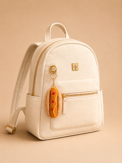 Nepalese Handmade Felt Keychain | Eco-Friendly Wool Accents - Hot Dog
