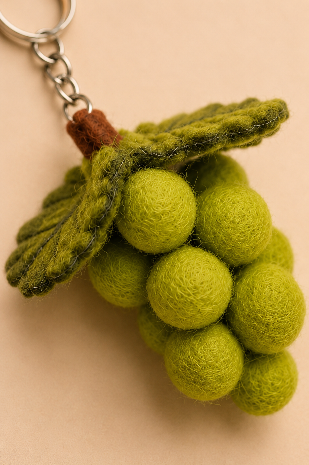 Nepalese Handmade Felt Keychain | Eco-Friendly Wool Accents - Grapes