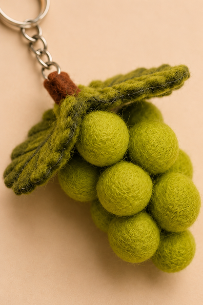 Nepalese Handmade Felt Keychain | Eco-Friendly Wool Accents - Grapes