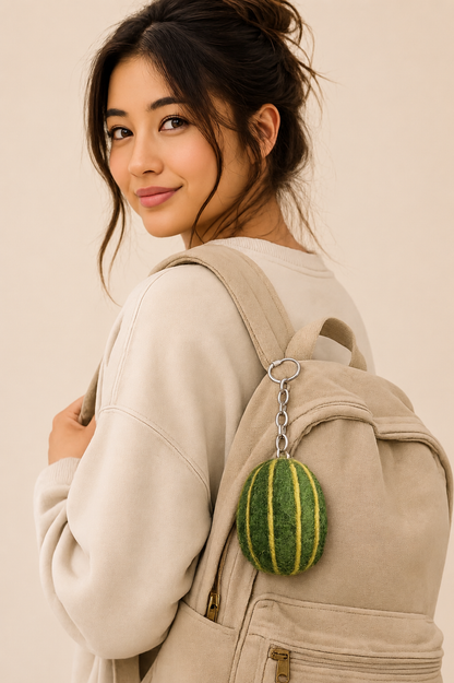 Nepalese Handmade Felt Keychain | Eco-Friendly Wool Accents - Watermelon