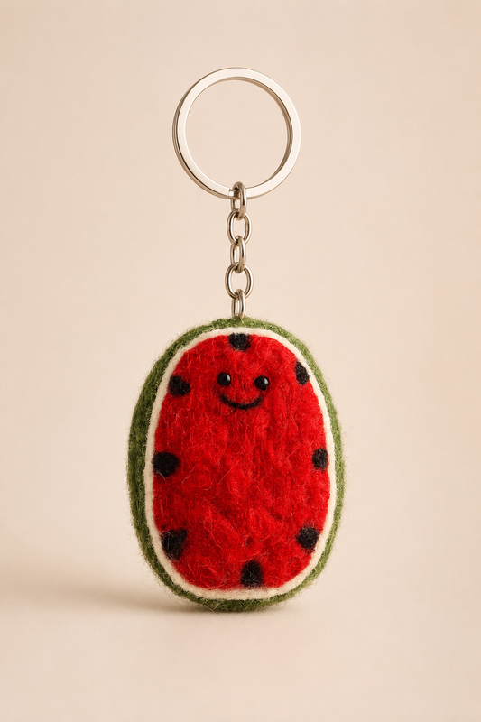 Nepalese Handmade Felt Keychain | Eco-Friendly Wool Accents - Watermelon