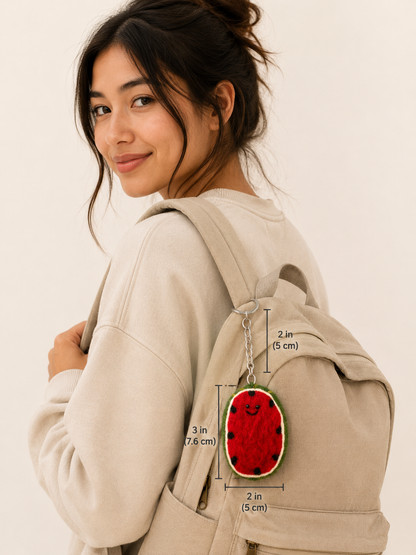 Nepalese Handmade Felt Keychain | Eco-Friendly Wool Accents - Watermelon