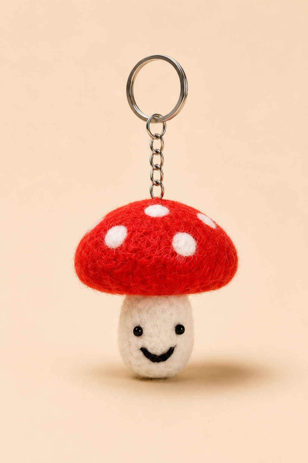 Nepalese Handmade Felt Keychain | Eco-Friendly Wool Accents - Mushroom
