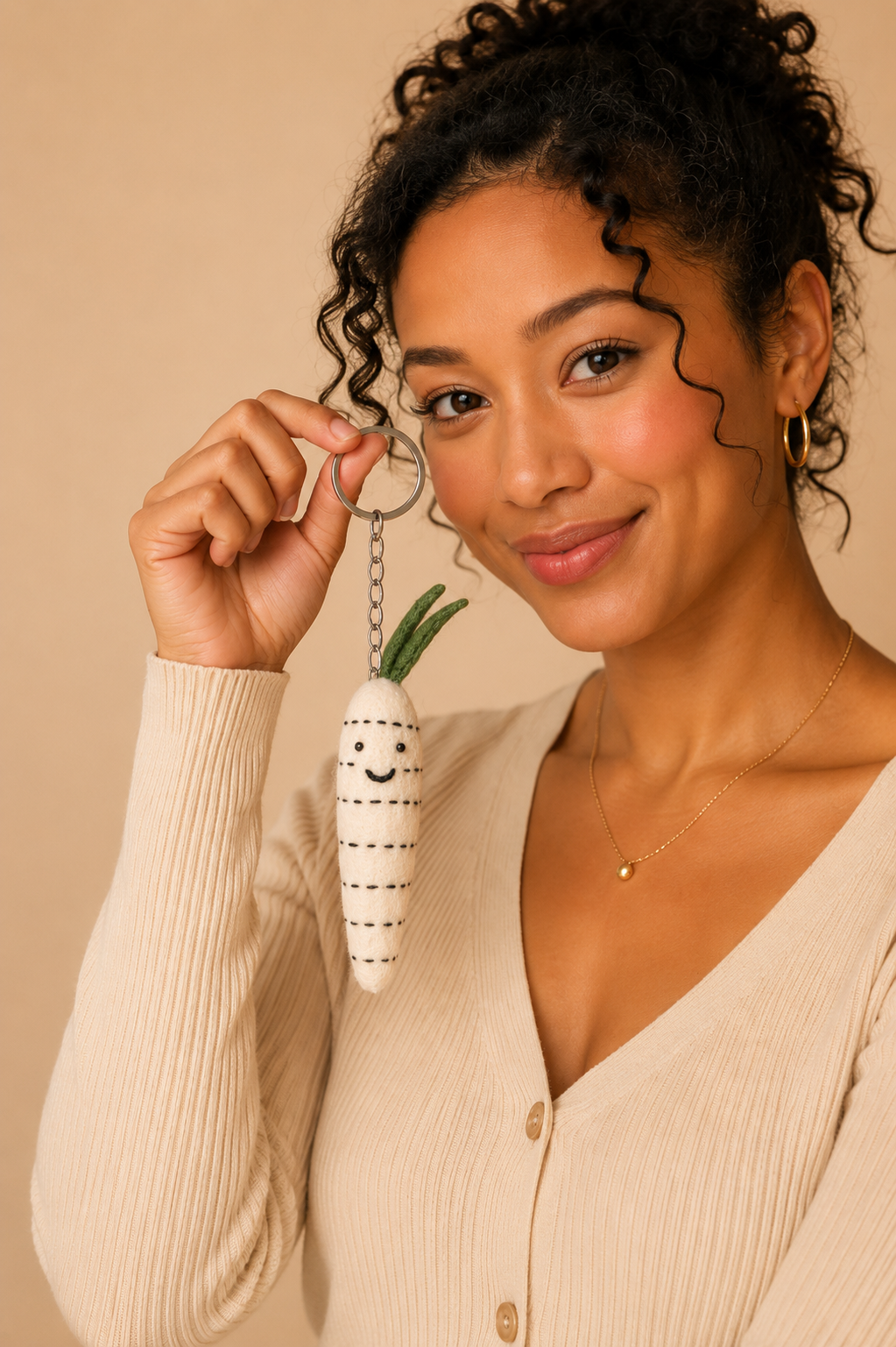 Nepalese Handmade Felt Keychain | Eco-Friendly Wool Accents - Raddish