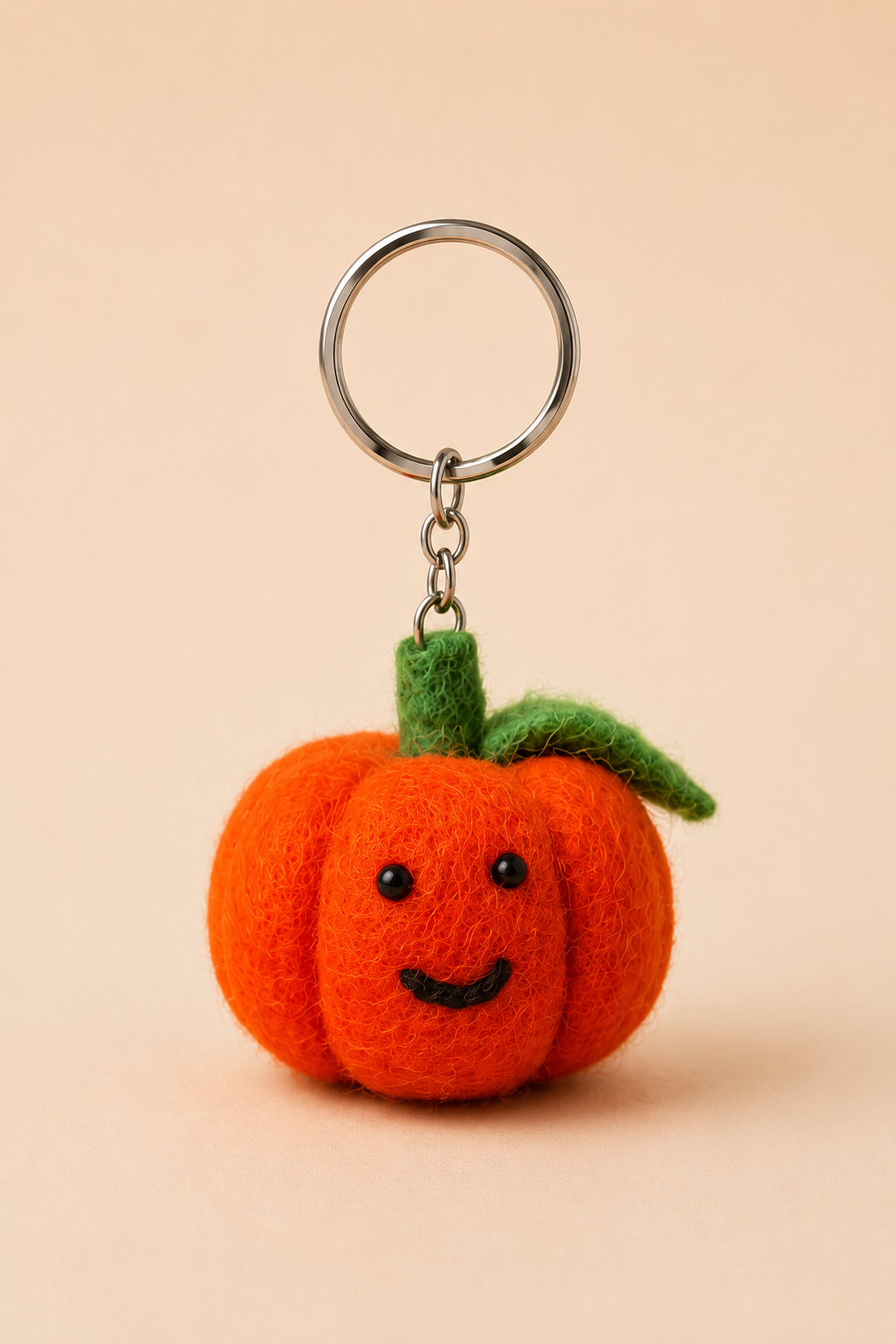 Nepalese Handmade Felt Keychain | Eco-Friendly Wool Accents - Pumpkin