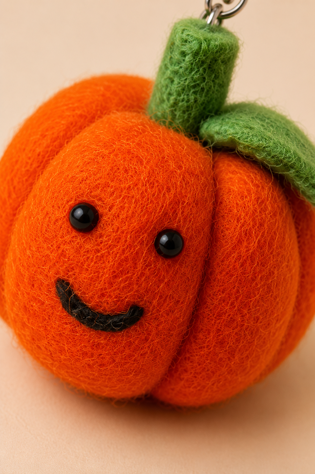 Nepalese Handmade Felt Keychain | Eco-Friendly Wool Accents - Pumpkin