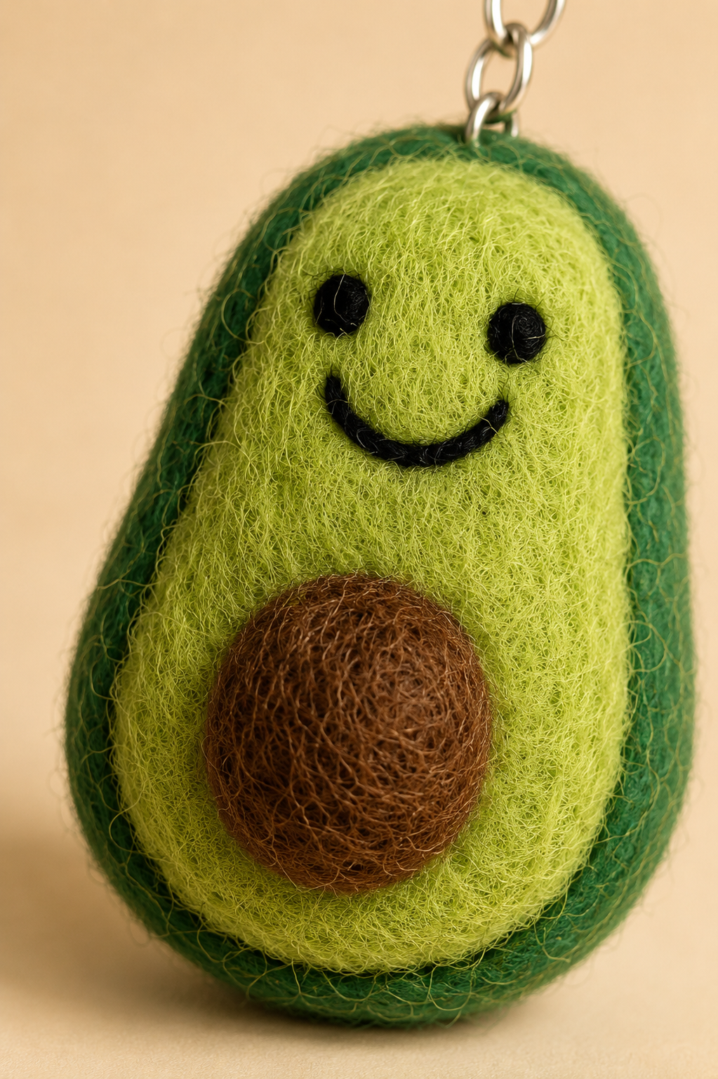 Nepalese Handmade Felt Keychain | Eco-Friendly Wool Accents - Avocado