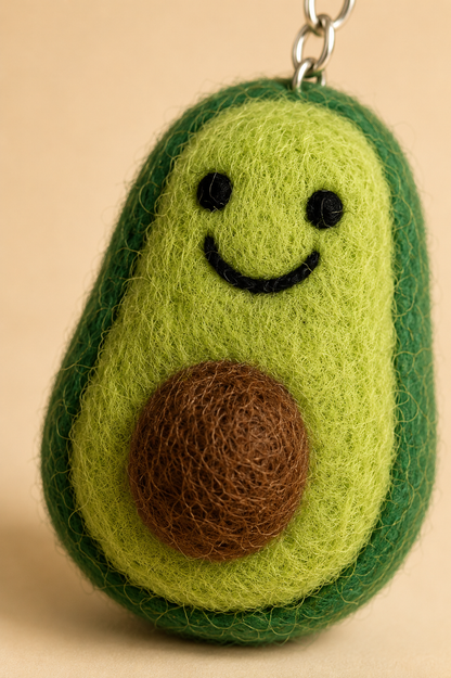 Nepalese Handmade Felt Keychain | Eco-Friendly Wool Accents - Avocado