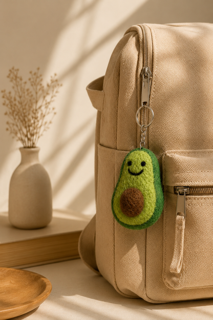 Nepalese Handmade Felt Keychain | Eco-Friendly Wool Accents - Avocado