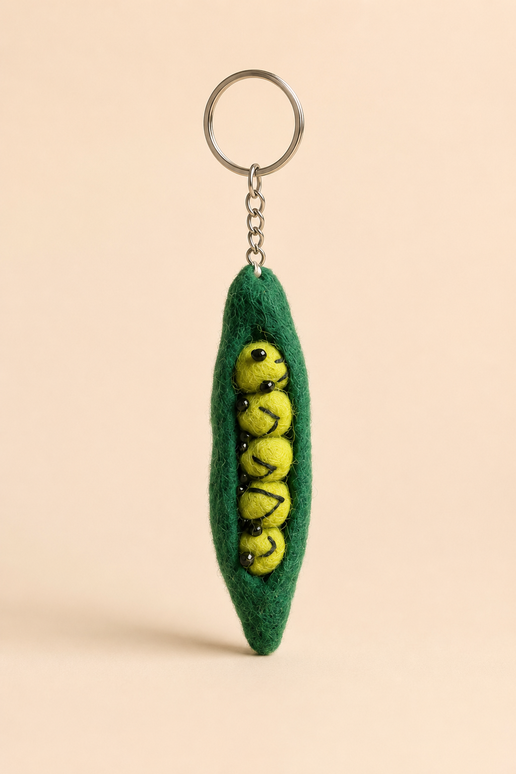 Nepalese Handmade Felt Keychain | Eco-Friendly Wool Accents - Peas