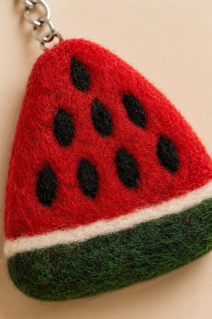Nepalese Handmade Felt Keychain | Eco-Friendly Wool Accents - Watermelon
