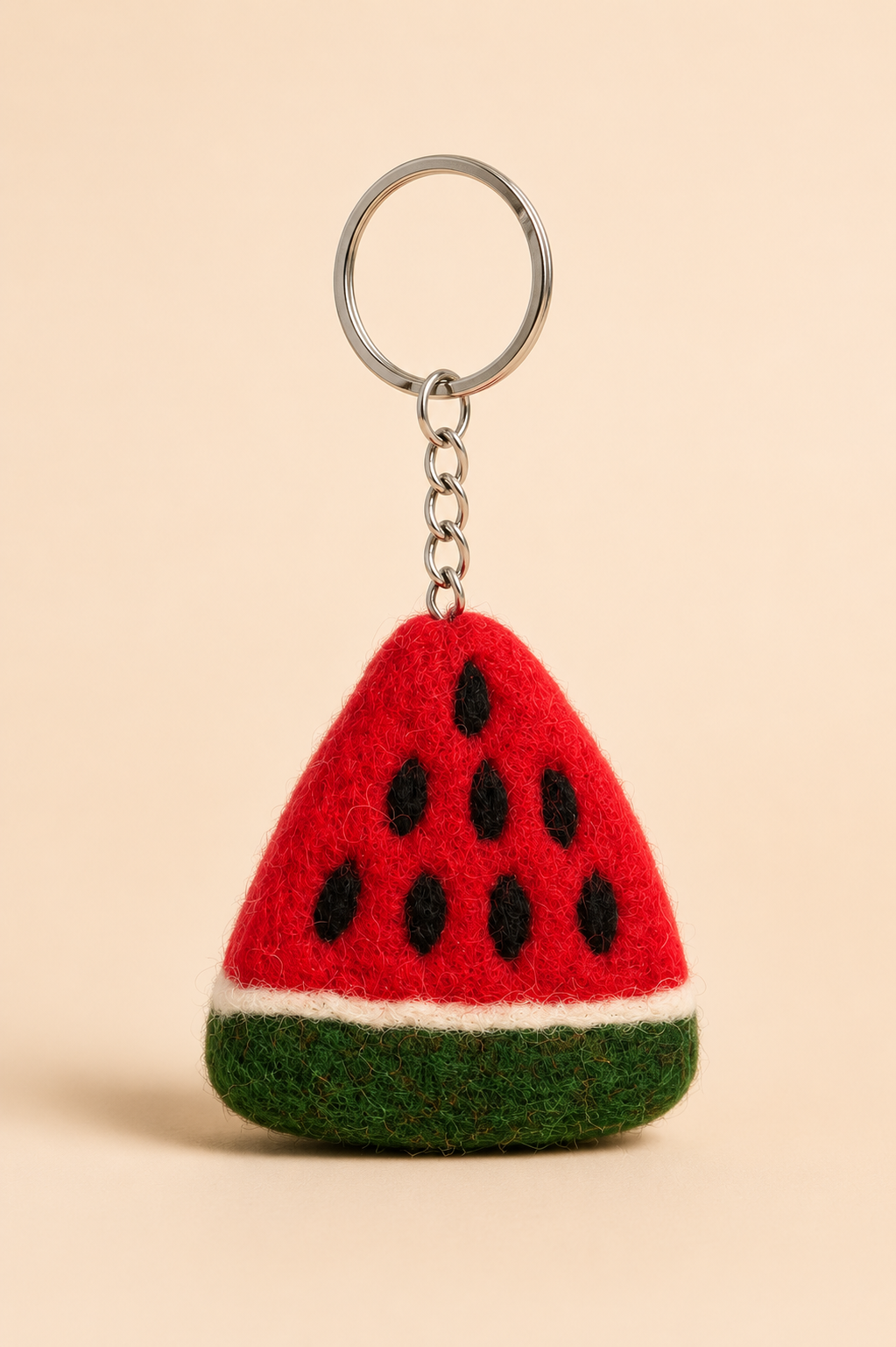 Nepalese Handmade Felt Keychain | Eco-Friendly Wool Accents - Watermelon